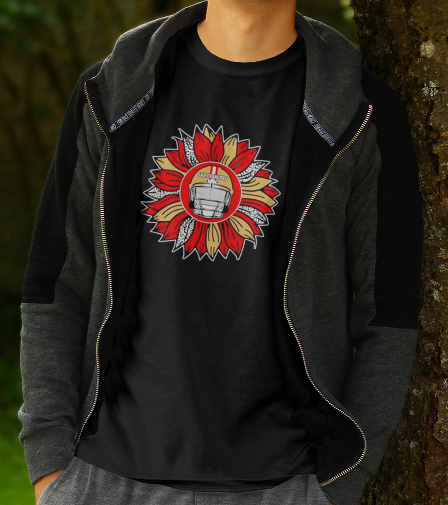 San Francisco 49ers Football Helmet Sunflower T-Shirt