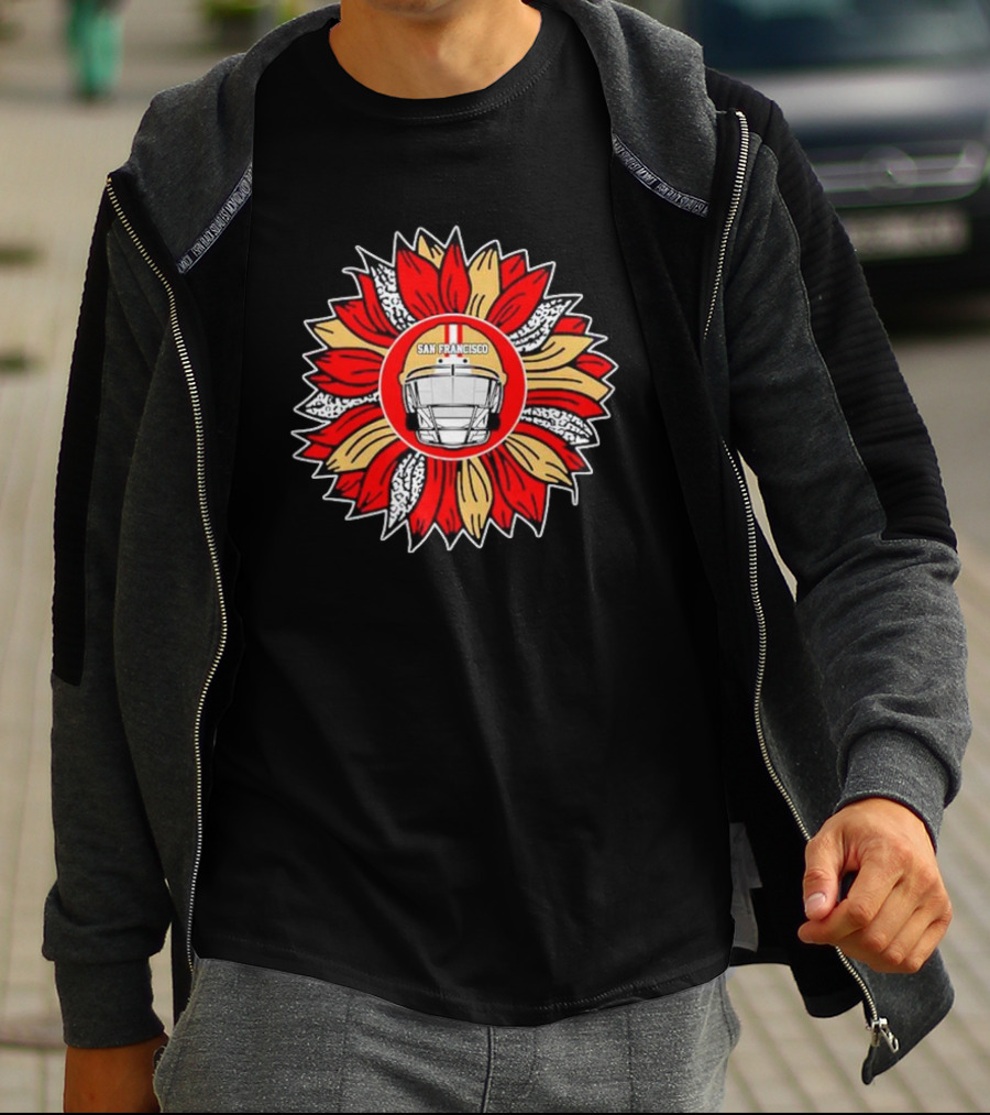 San Francisco 49ers Football Helmet Sunflower T-Shirt
