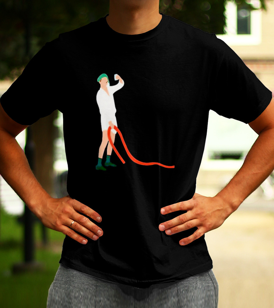Septic Engineer Drunk Holding Hose Cartoon With Green Hat And Boots T-Shirt
