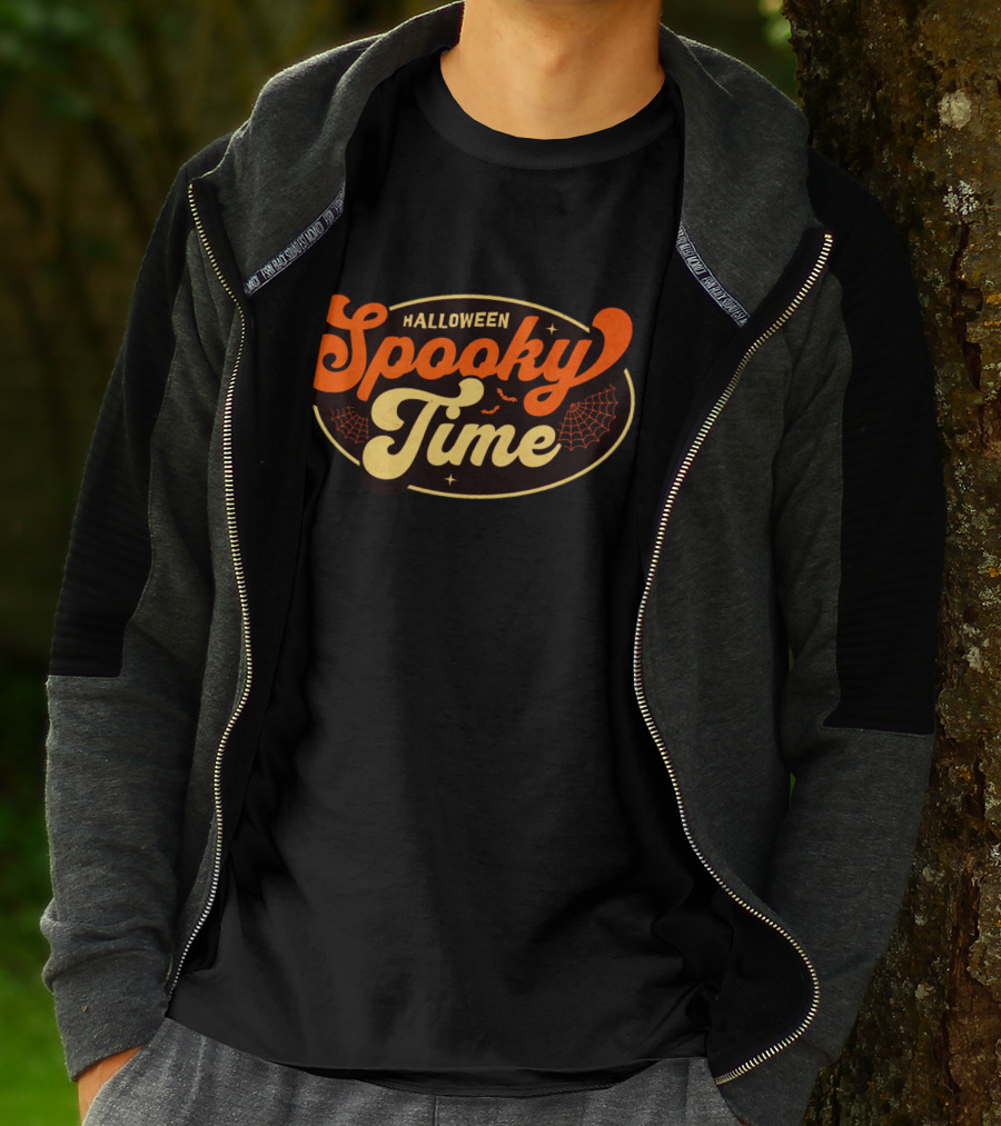 Halloween Spooky Time Bats And Webs T-Shirt