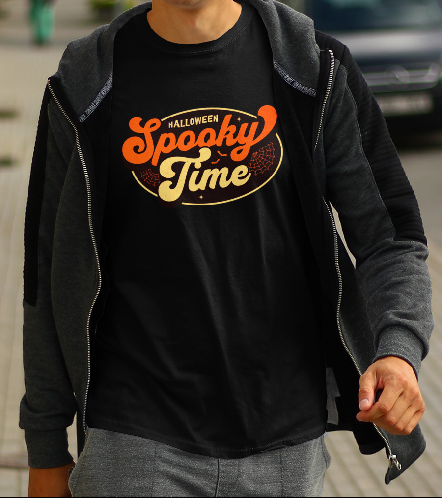 Halloween Spooky Time Bats And Webs T-Shirt