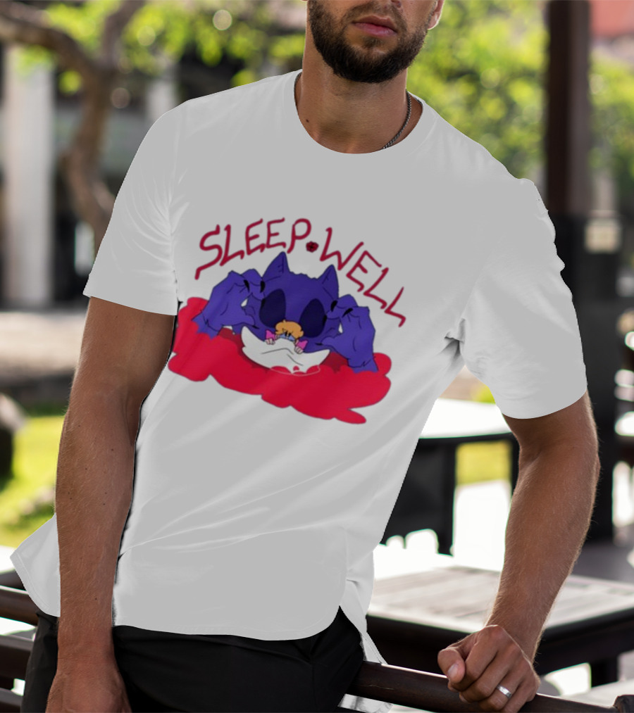 Sleep Well Monster Cartoon Creature Holding Tiny Figure T-Shirt