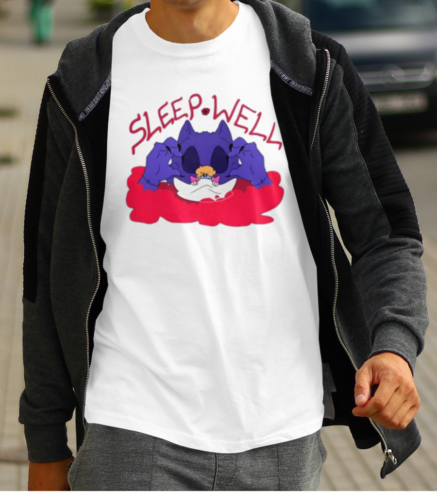 Sleep Well Monster Cartoon Creature Holding Tiny Figure T-Shirt