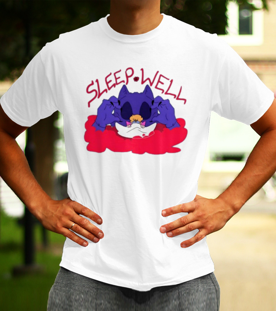 Sleep Well Monster Cartoon Creature Holding Tiny Figure T-Shirt