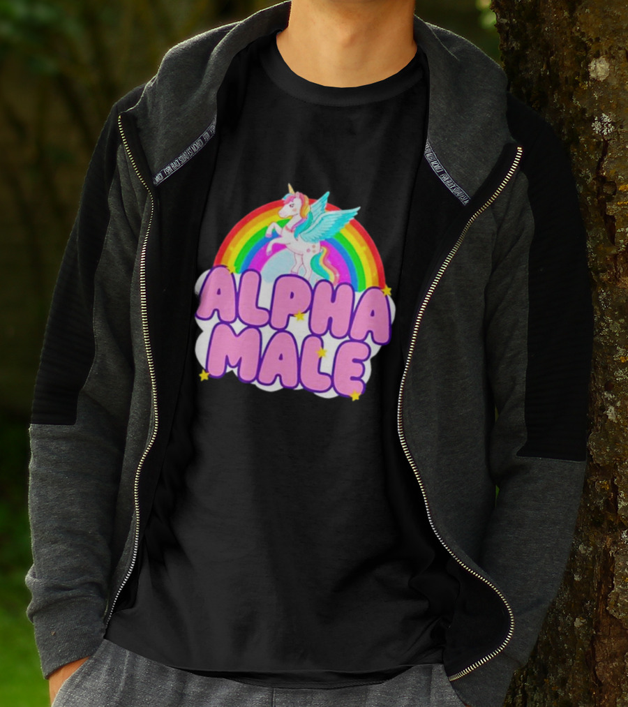 Alpha Male Unicorn Rainbow Cloud T-Shirt