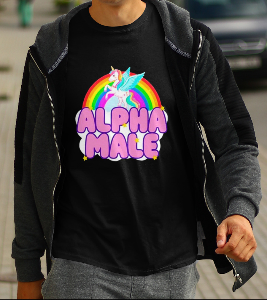 Alpha Male Unicorn Rainbow Cloud T-Shirt