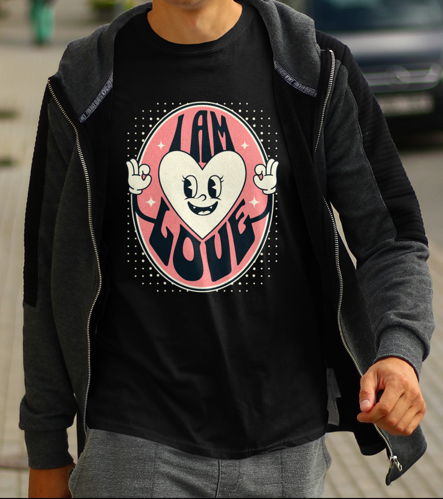 I Am Love Retro Heart Character Valentine's Day T-Shirt