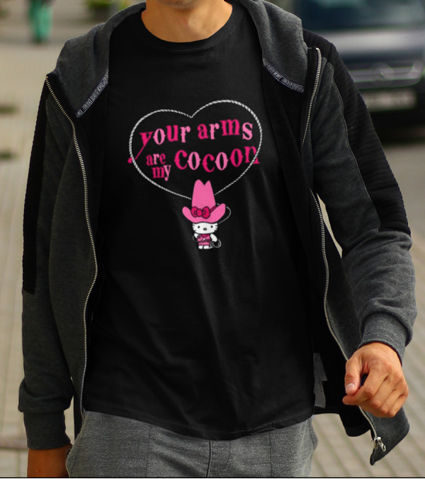 Your Arms Are My Cocoon Hello Kitty Cowboy Hat Heart Rope T-Shirt