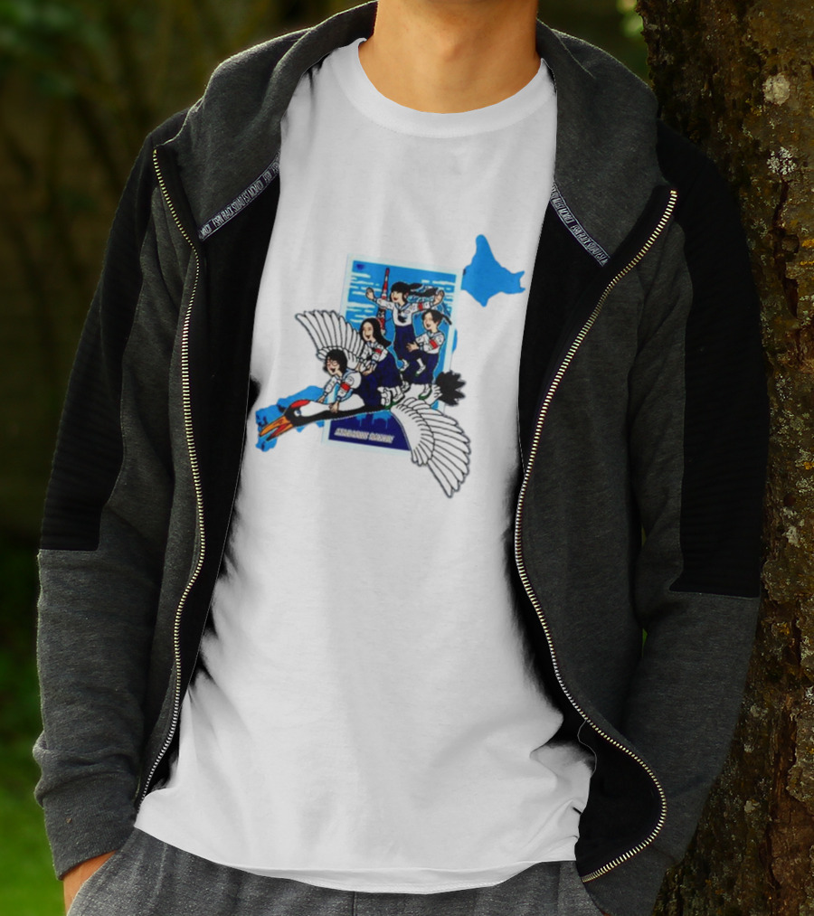 Atarashii Gakko Navy Crane Riding Cartoon Adventure T-Shirt