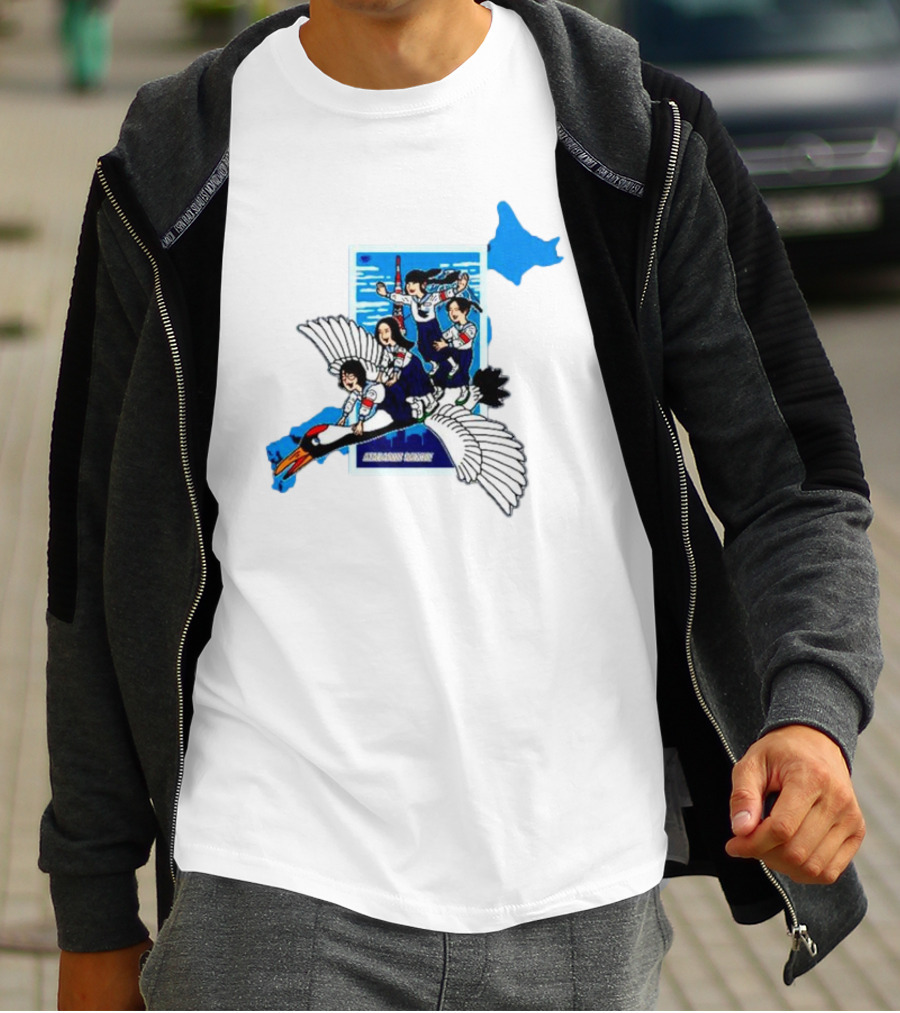 Atarashii Gakko Navy Crane Riding Cartoon Adventure T-Shirt