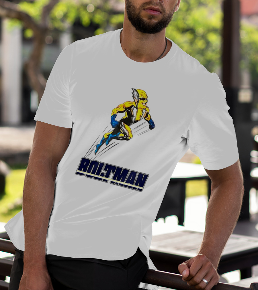 Boltman Superhero Speedster Art Yellow And Blue T-Shirt