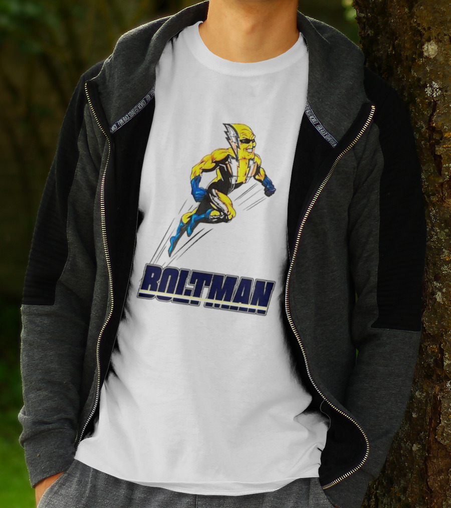 Boltman Superhero Speedster Art Yellow And Blue T-Shirt