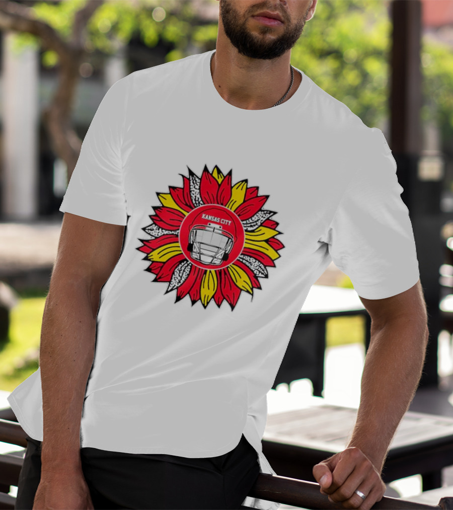 Kansas City Chiefs Football Helmet Sunflower T-Shirt