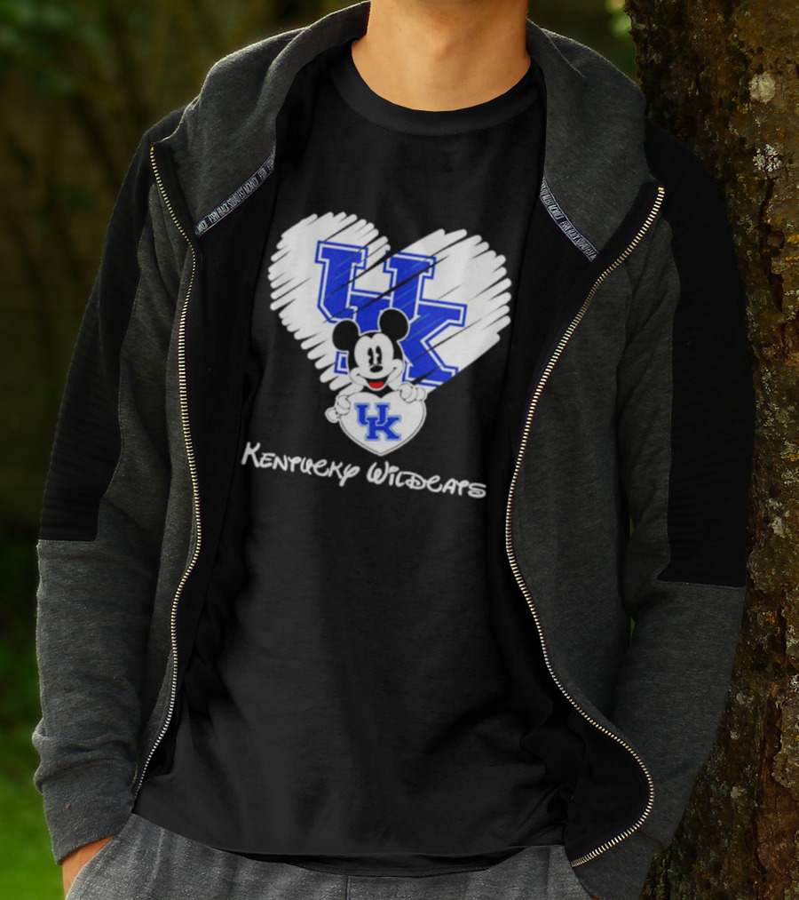 Kentucky Wildcats Heart With Mickey Mouse UK T-Shirt