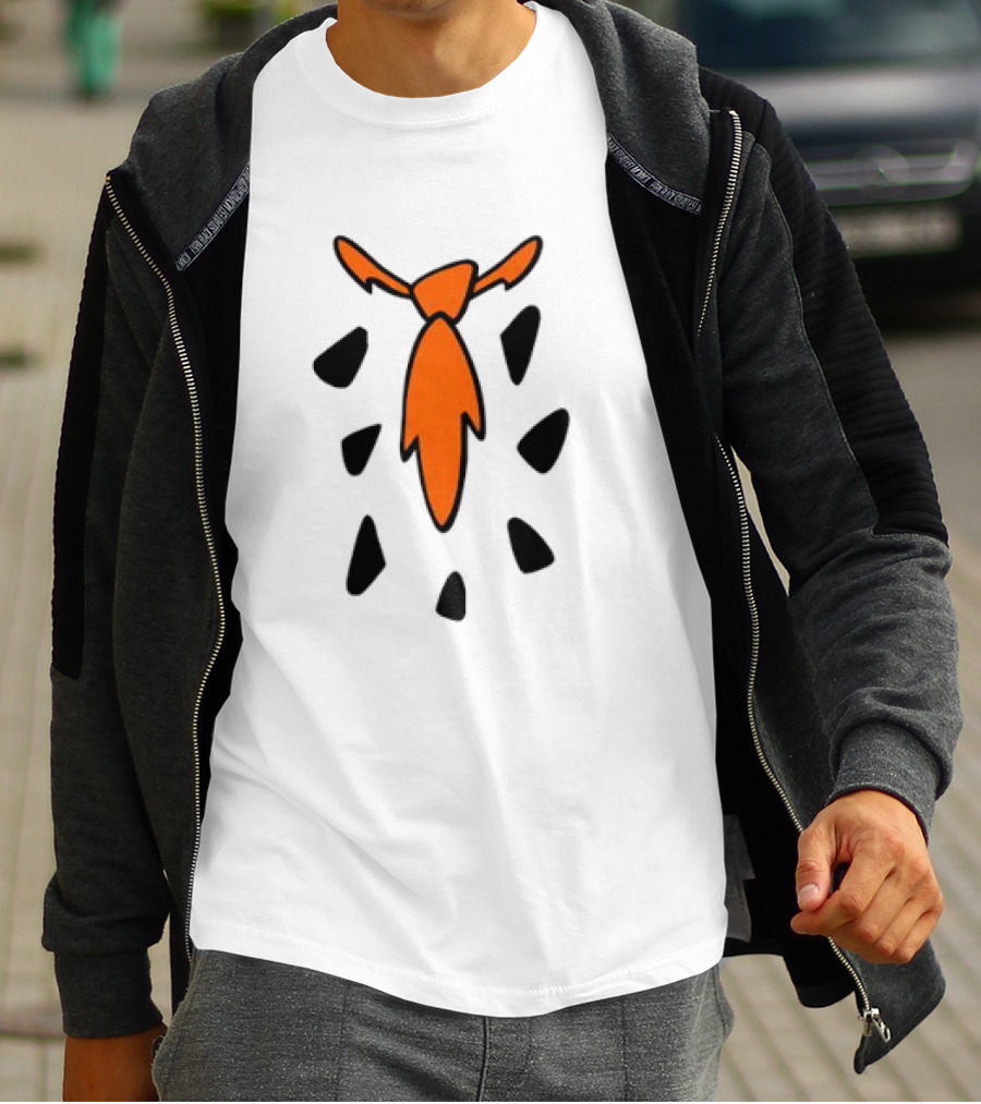 Fred Flintstone Costume Tie With Orange And Black T-Shirt