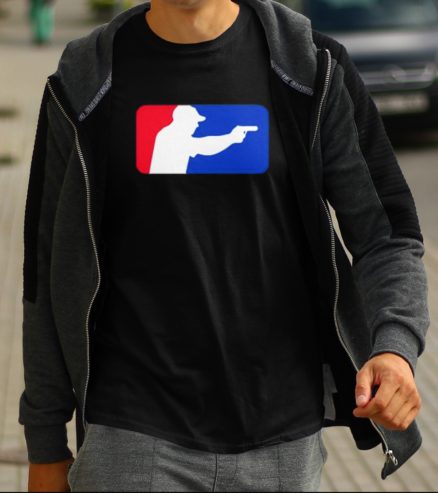 Major League Shooter Silhouette In Red White And Blue Rectangle T-Shirt
