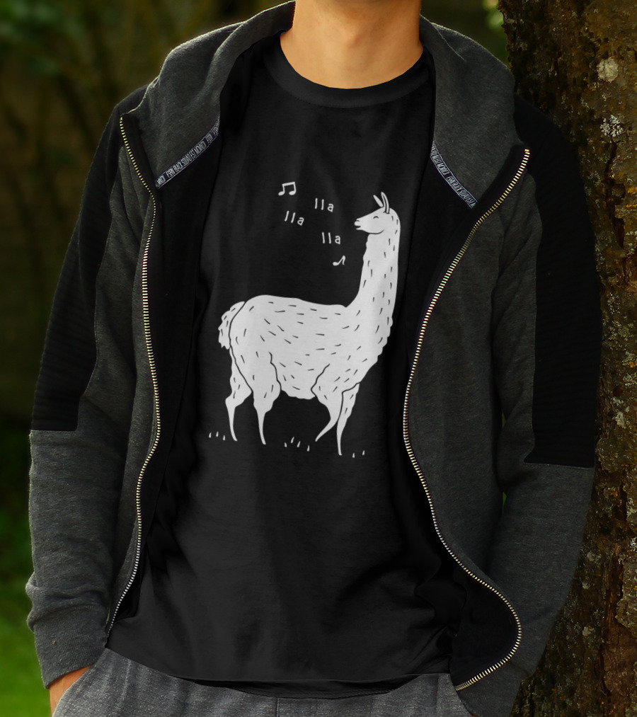 LLAMAS AND MUSICAL NOTES LLA LLA SONG OF THE LLAMA T-Shirt