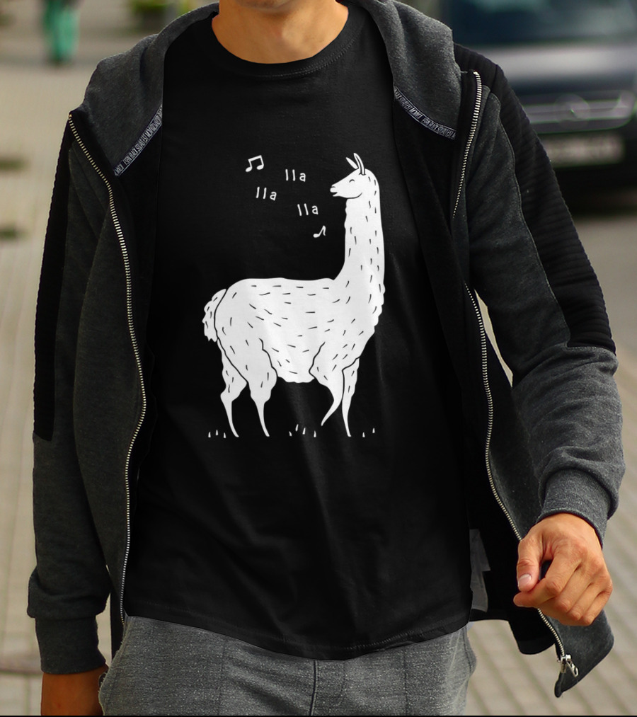 LLAMAS AND MUSICAL NOTES LLA LLA SONG OF THE LLAMA T-Shirt