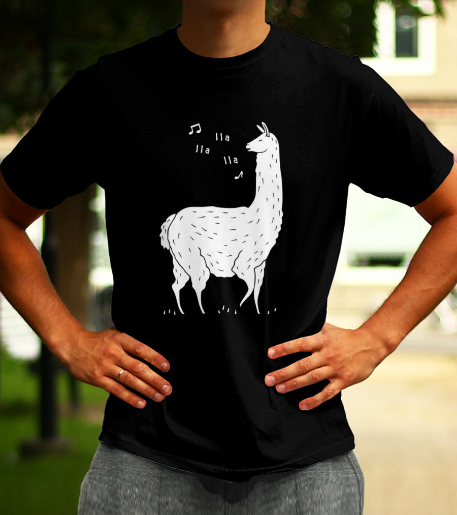 LLAMAS AND MUSICAL NOTES LLA LLA SONG OF THE LLAMA T-Shirt