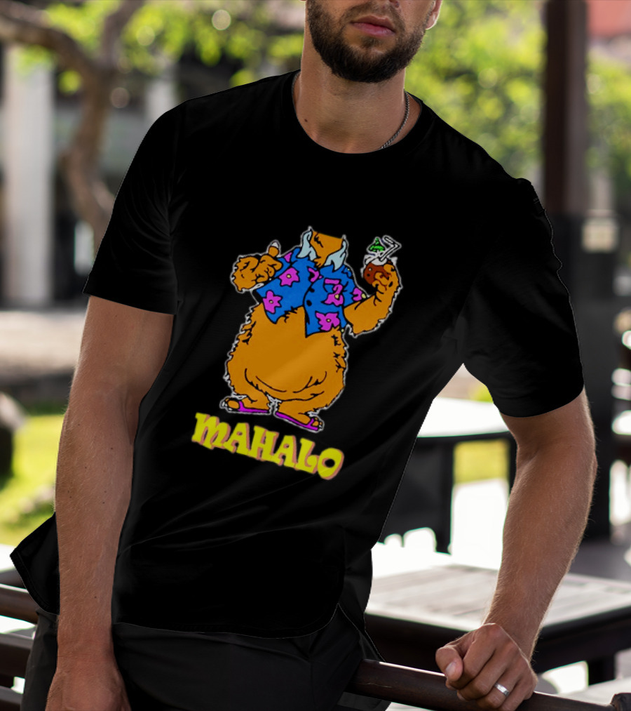 Tammy Mahalo Tropical Bear In Hawaiian Shirt With Drink T-Shirt