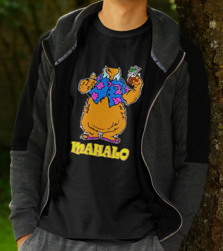 Tammy Mahalo Tropical Bear In Hawaiian Shirt With Drink T-Shirt