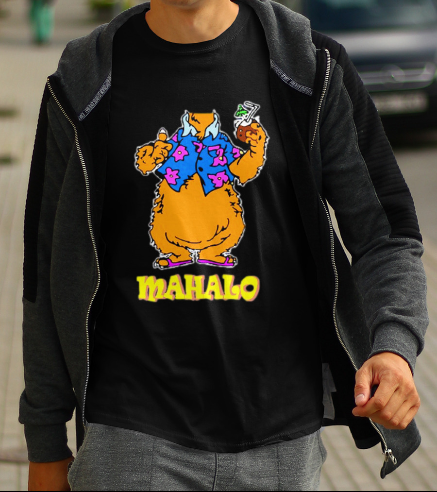 Tammy Mahalo Tropical Bear In Hawaiian Shirt With Drink T-Shirt
