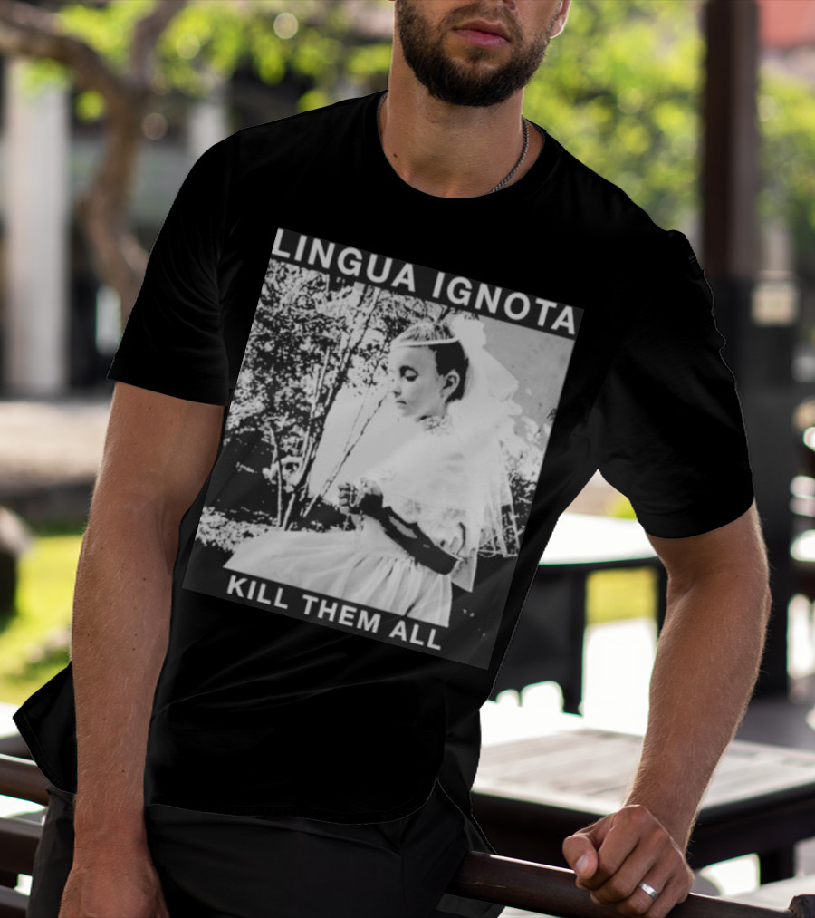 LINGUA IGNOTA KILL THEM ALL Veiled Bride Prayerful Pose T-Shirt