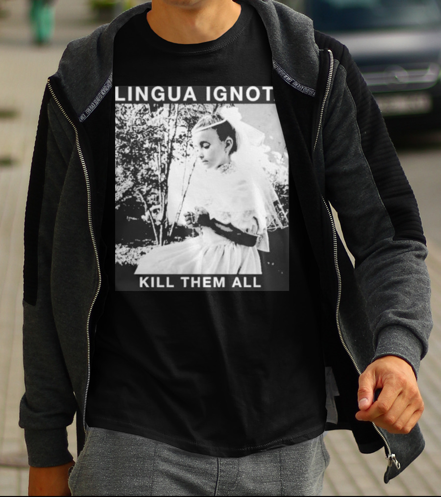 LINGUA IGNOTA KILL THEM ALL Veiled Bride Prayerful Pose T-Shirt
