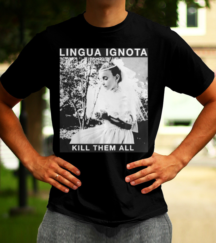 LINGUA IGNOTA KILL THEM ALL Veiled Bride Prayerful Pose T-Shirt