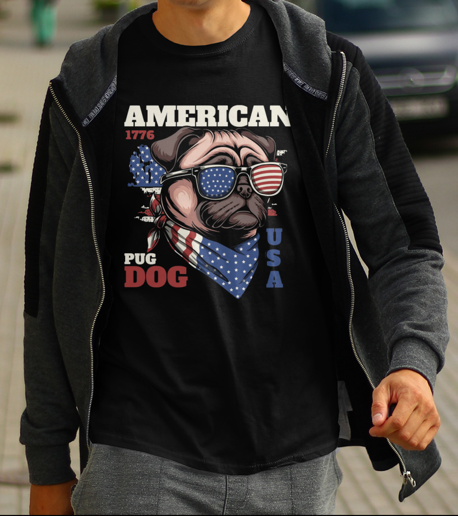 AMERICAN PUG DOG 1776 USA T-Shirt