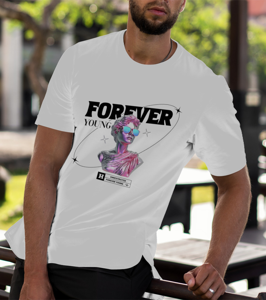 Forever Young Unrestricted Statue With Sunglasses T-Shirt