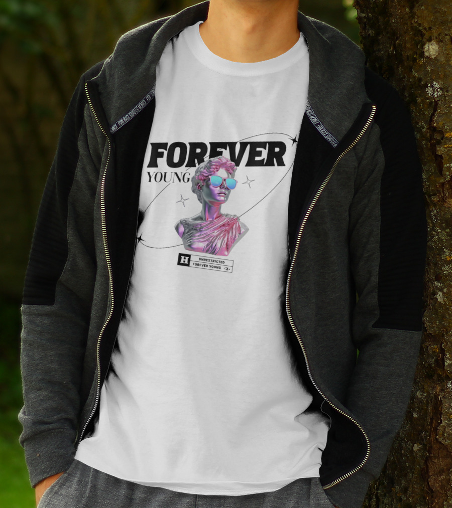 Forever Young Unrestricted Statue With Sunglasses T-Shirt