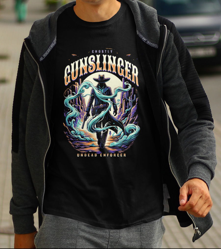 Ghostly Gunslinger Undead Enforcer T-Shirt