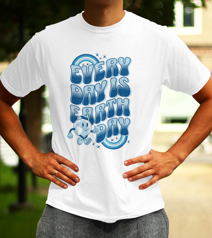 Every Day Is Earth Day Cartoon Planet T-Shirt