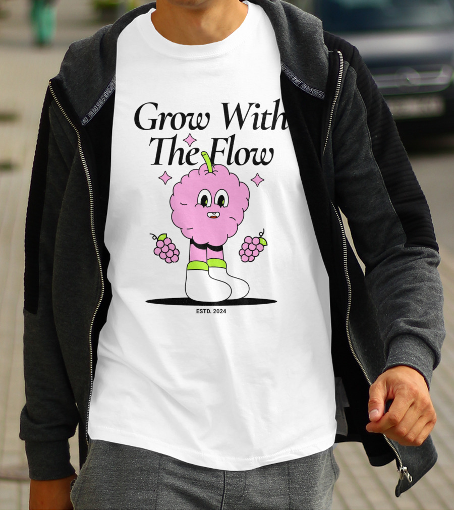 Grow With The Flow Pink Character Grapes ESTD. T-Shirt