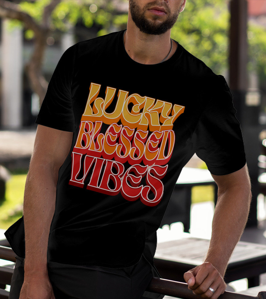 Lucky Blessed Vibes Retro T-Shirt