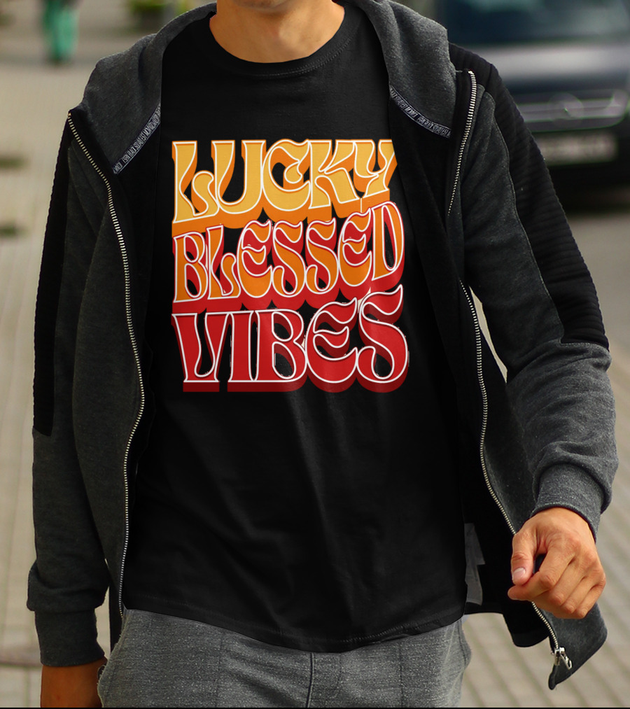 Lucky Blessed Vibes Retro T-Shirt