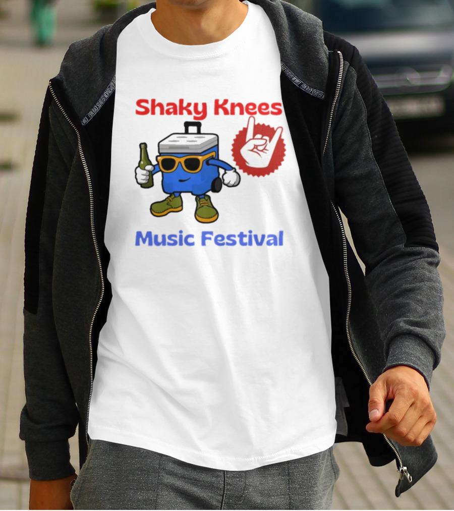 Shaky Knees Music Festival Cooler Character With Sunglasses And Rock Hand T-Shirt