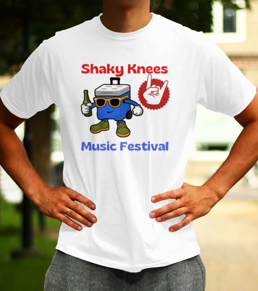 Shaky Knees Music Festival Cooler Character With Sunglasses And Rock Hand T-Shirt