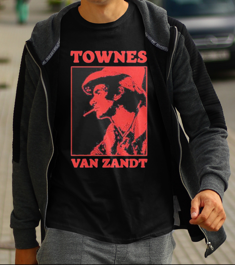 TOWNES VAN ZANDT VINTAGE RED SILHOUETTE IMAGE T-Shirt