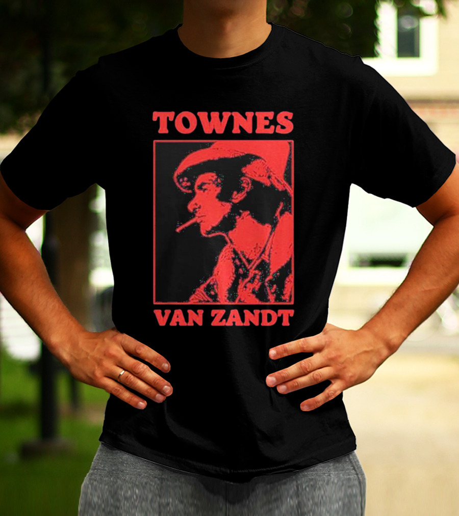 TOWNES VAN ZANDT VINTAGE RED SILHOUETTE IMAGE T-Shirt