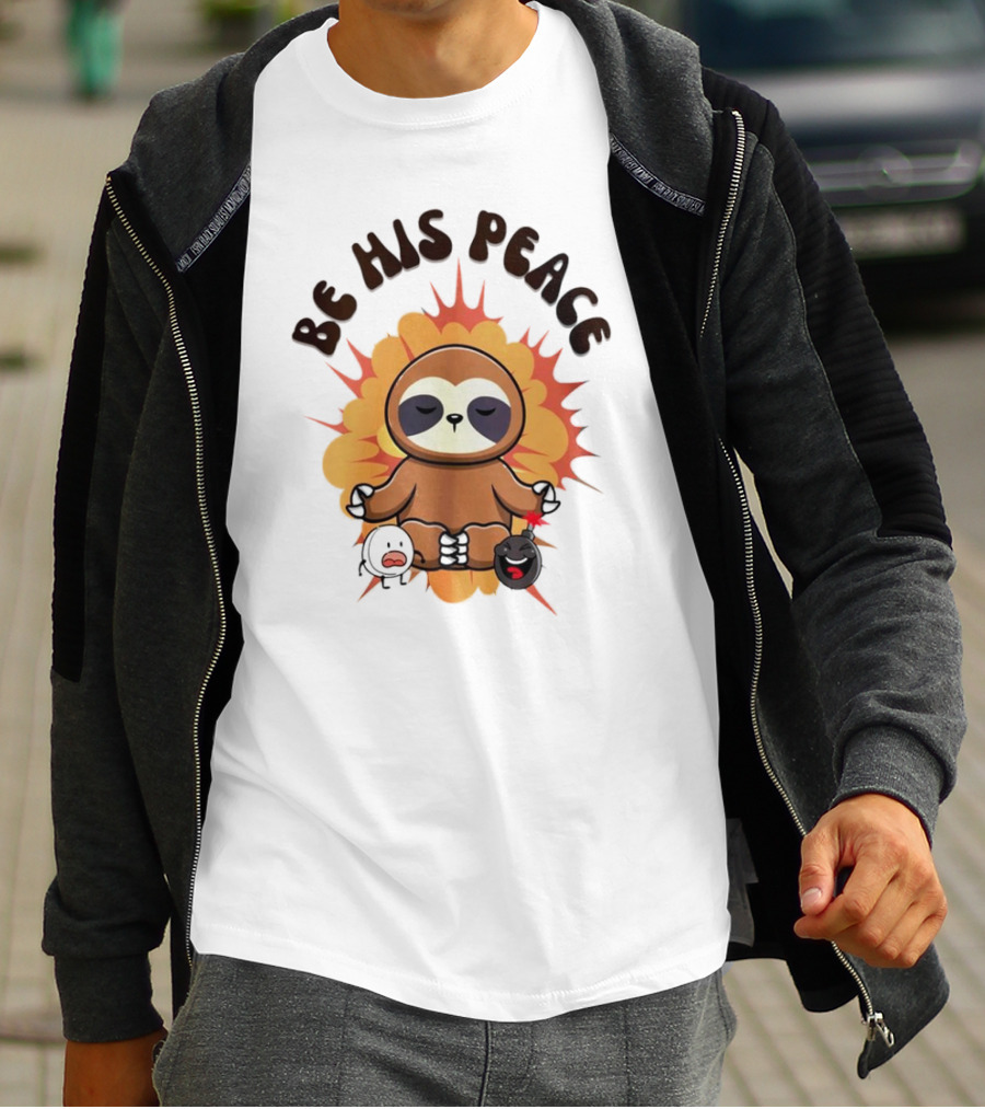 Be His Peace Sloth Meditation With Yoga Calm Elements T-Shirt