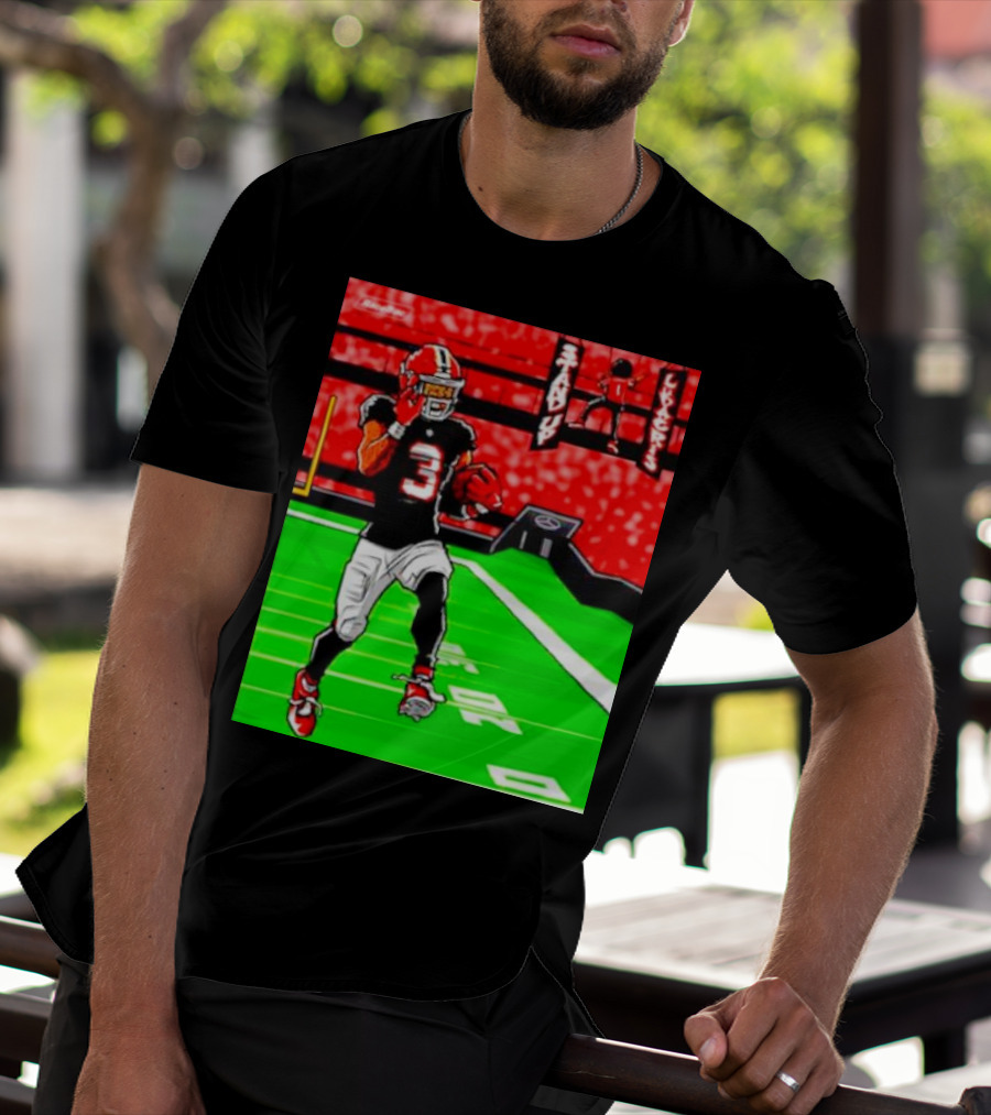 Stand Up Ludacris Football Player Number 3 On Green Field T-Shirt