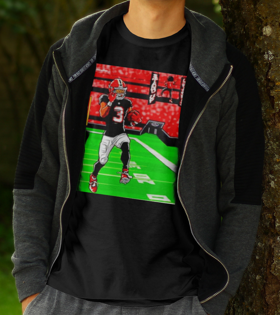 Stand Up Ludacris Football Player Number 3 On Green Field T-Shirt