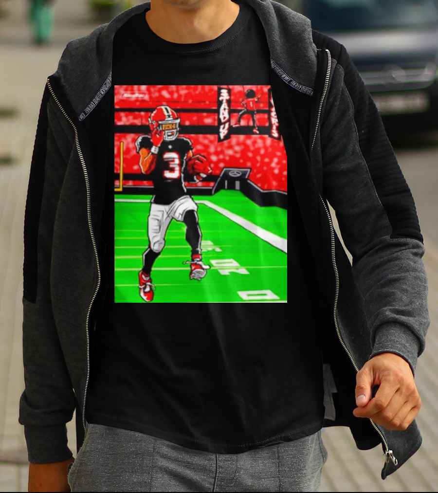 Stand Up Ludacris Football Player Number 3 On Green Field T-Shirt