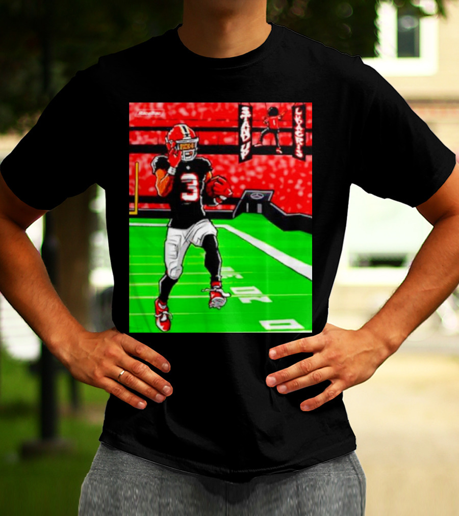 Stand Up Ludacris Football Player Number 3 On Green Field T-Shirt