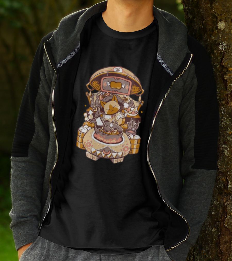 Cooking Monster Hunter Palico Eyebat Feast In Pixel T-Shirt