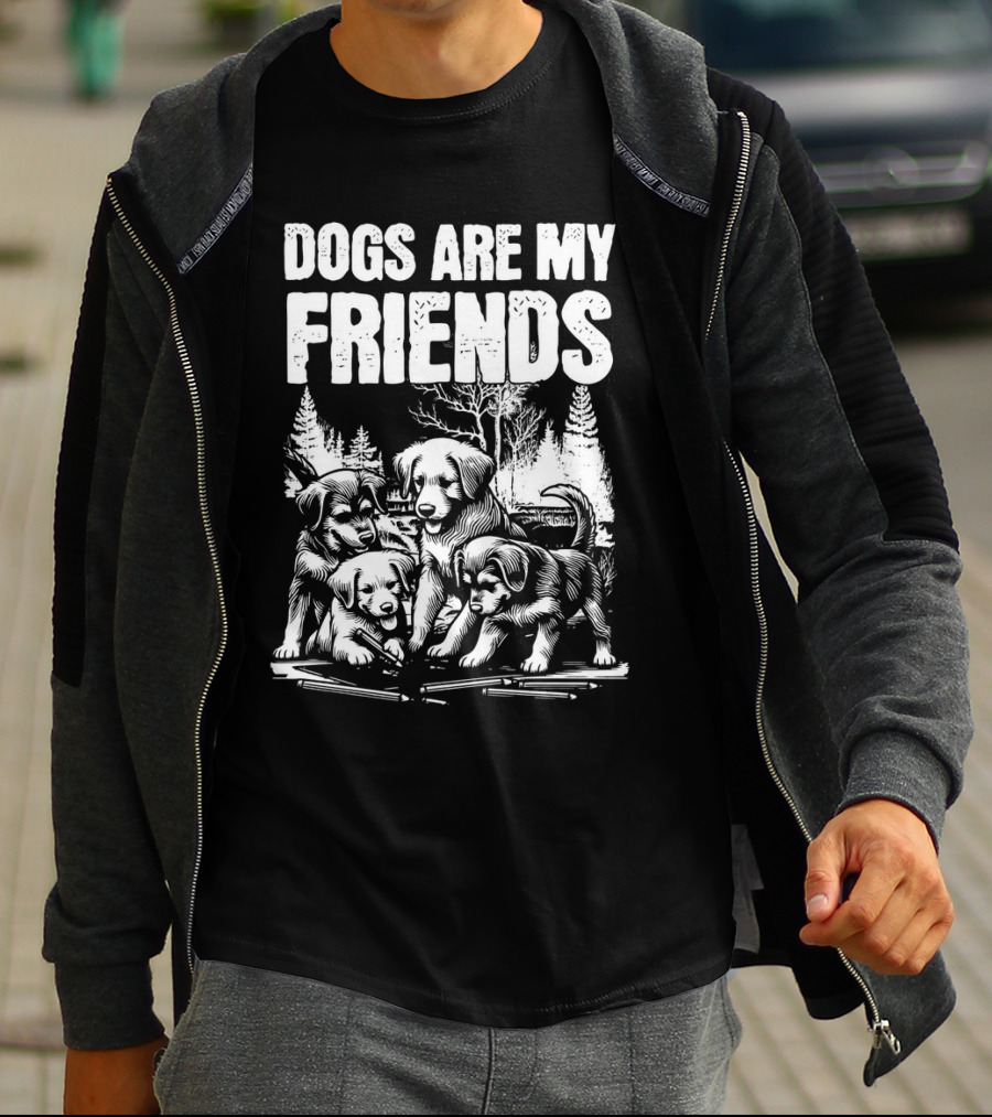 Dogs Are My Friends Puppy Forest Scene T-Shirt