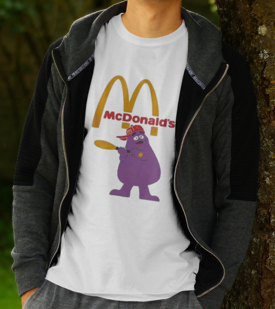Grimace McDonald's Baseball Cap And Bat T-Shirt