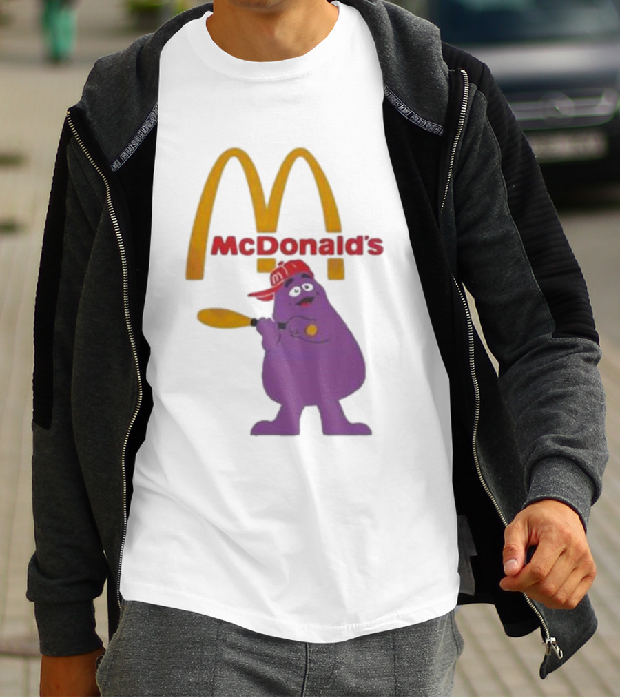 Grimace McDonald's Baseball Cap And Bat T-Shirt